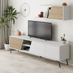 Porta TV bianco rovere Fiona 180X35,6X48 con mensola a parete