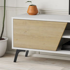 Porta TV bianco rovere Fiona 180X35,6X48 con mensola a parete