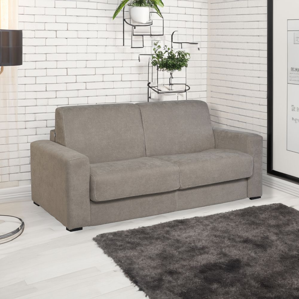 3-Sitzer Schlafsofa Kriog Stoff Barrel19 taupe 197x96x90h