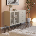 Buffet en métal avec 2 portes et 3 tiroirs 140x40x90H couleur sable Fayna