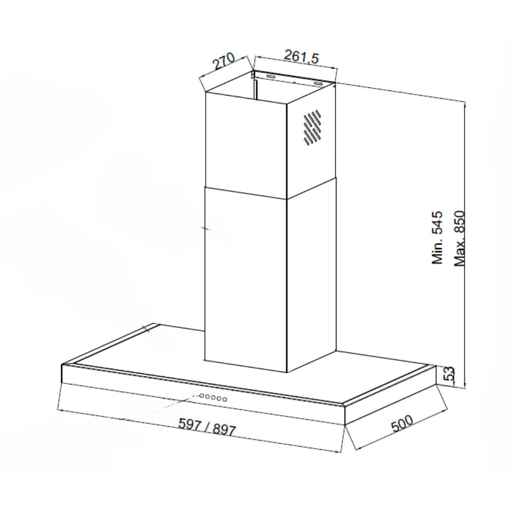 Dunstabzugshaube Samet Tena90, mattschwarz, 85 cm hoch