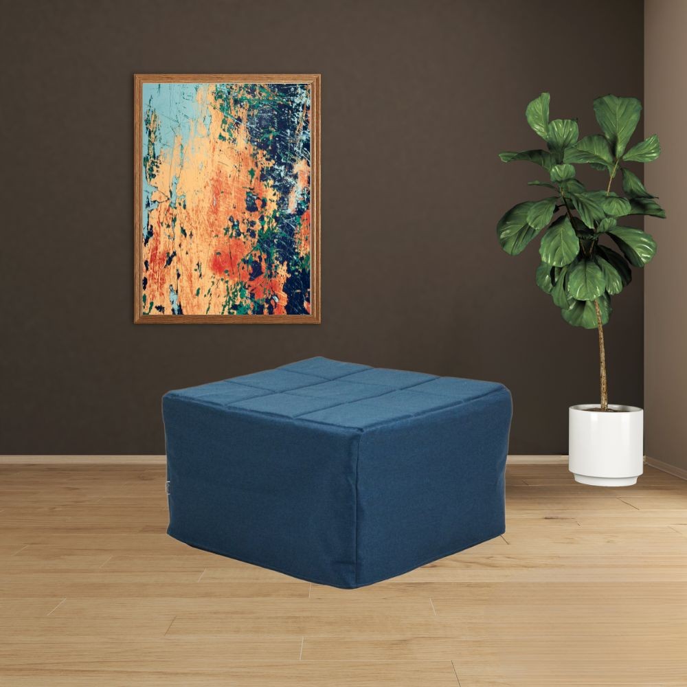 Pouf trasformabile in letto Vega tessuto blu