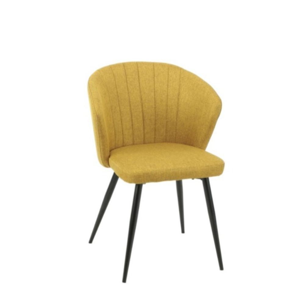 Lot de 2 chaises en tissu jaune et pieds en métal noir - Krid