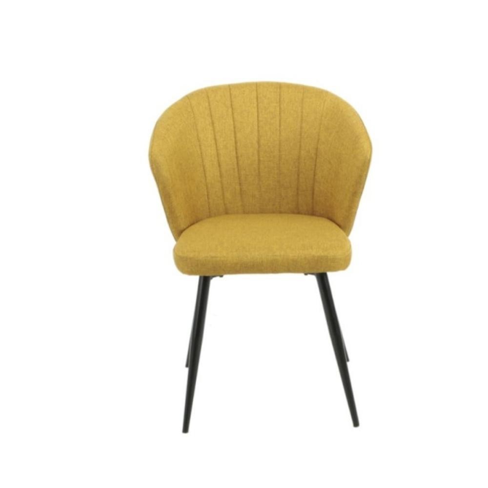 Lot de 2 chaises en tissu jaune et pieds en métal noir - Krid