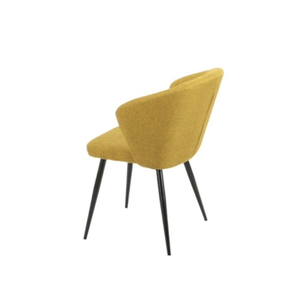 Lot de 2 chaises en tissu jaune et pieds en métal noir - Krid