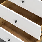 Anrichte mit 3 Schubladen und Tür 123 cm, Farbe Eiche und Weiß – Bollo