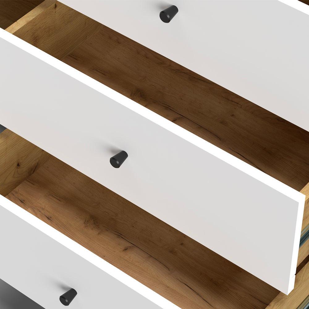 Madia con 3 cassetti e anta 123 cm colore rovere e bianco - Bollo
