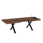 Ausziehbarer Esstisch mit Tischplatte aus Walnuss-MDF und schwarzen Beinen 180x100x76H England
