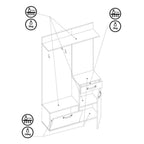 Garderobe 104 cm mit Schuhschrank und Spiegel in Eiche und Weiß - Mosso