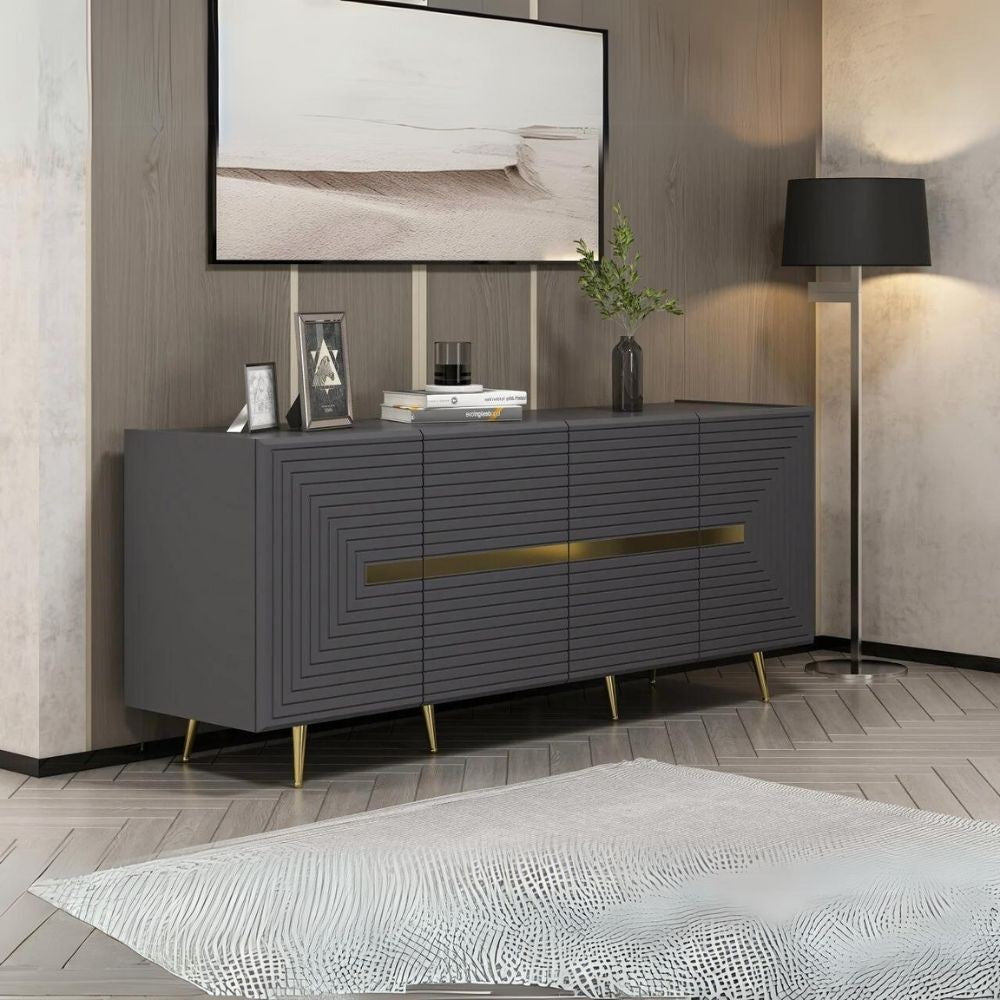 Madia 4 ante antracite Jose particolari oro 180x47x75h