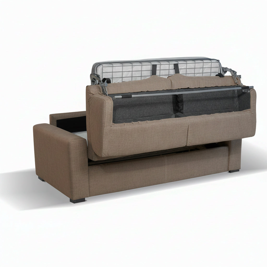 Divano letto 3 posti tessuto Queens colore camel 200x98x86h Flash