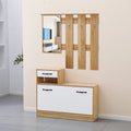 Mobile ingresso con specchio Rudolf XL rovere bianco lucido