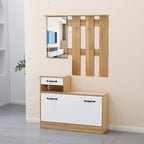 Mobile ingresso con specchio Rudolf XL rovere bianco lucido