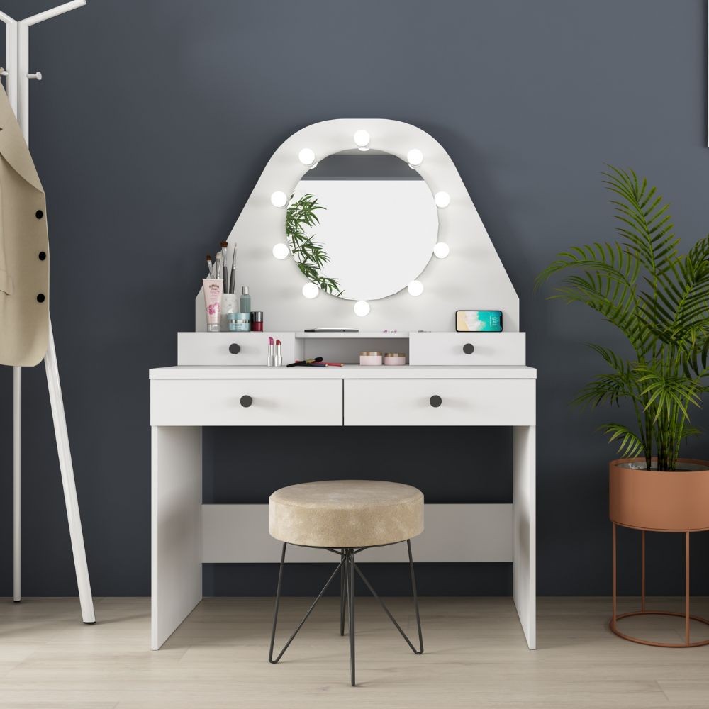 Toeletta trucco con specchio e luci Led bianca 1737