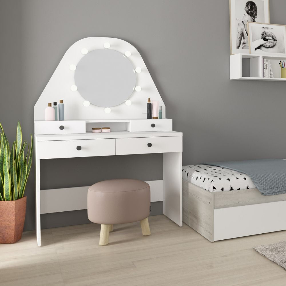 Toeletta trucco con specchio e luci Led bianca 1737