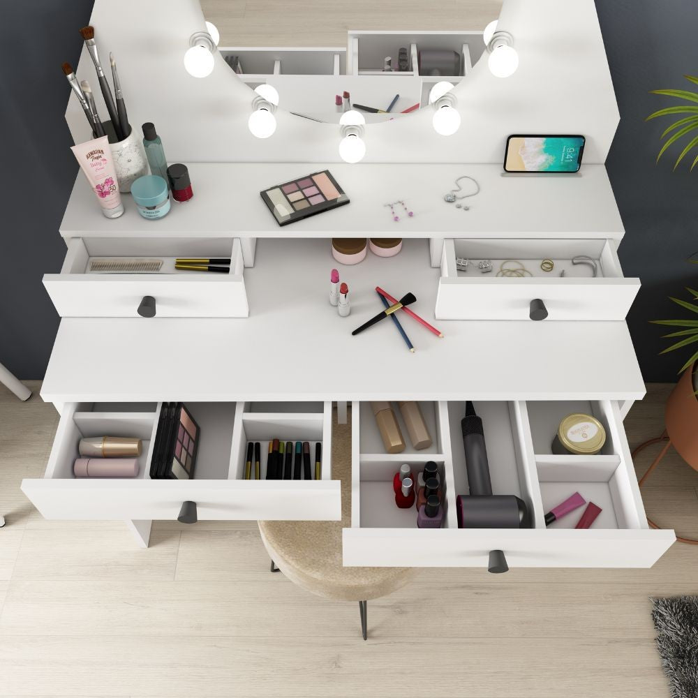 Toeletta trucco con specchio e luci Led bianca 1737
