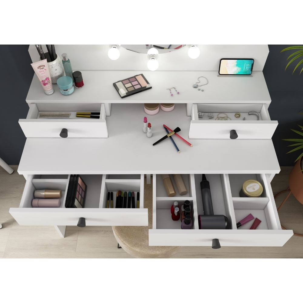 Toeletta trucco con specchio e luci Led bianca 1737