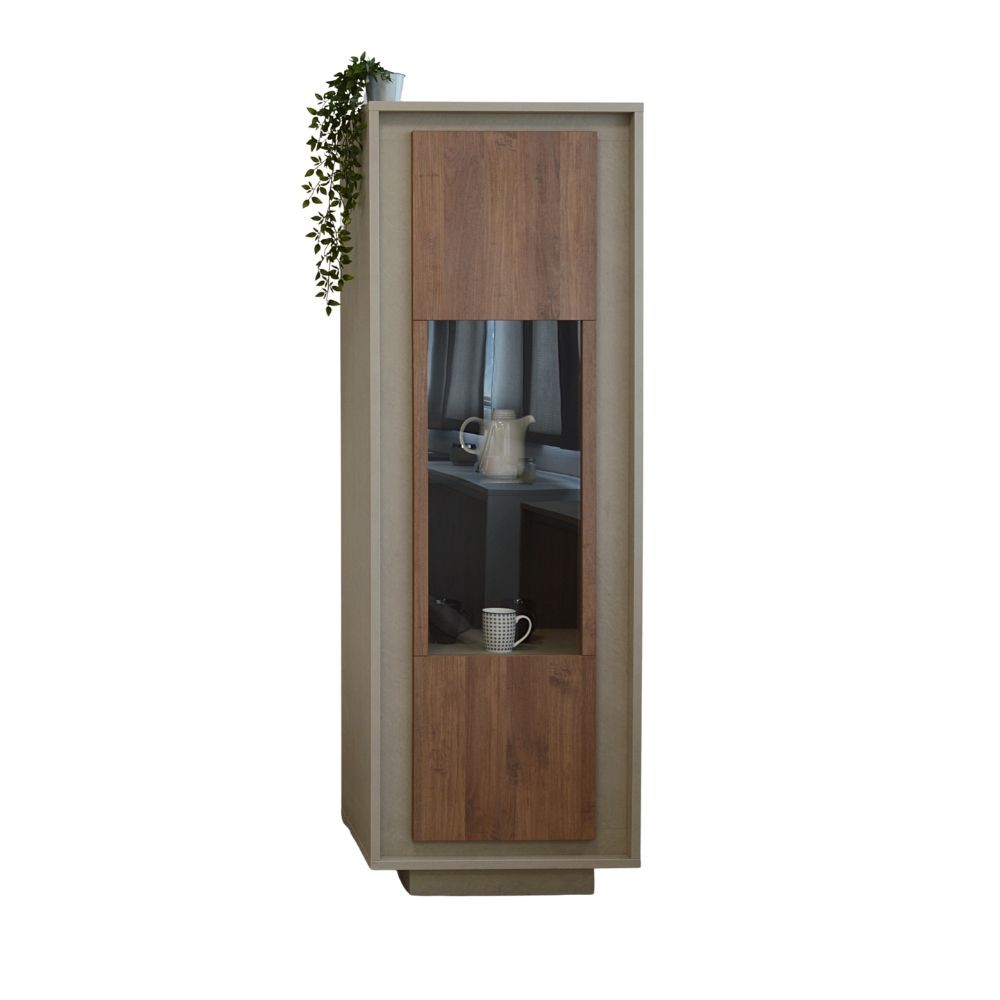 Vetrina con anta noce mercure e cashmere Open 67x40x197h