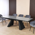 Ausziehtisch 160x90 cm mit Keramikplatte in Oxid-Optik und schwarzem Metallgestell - Ariel