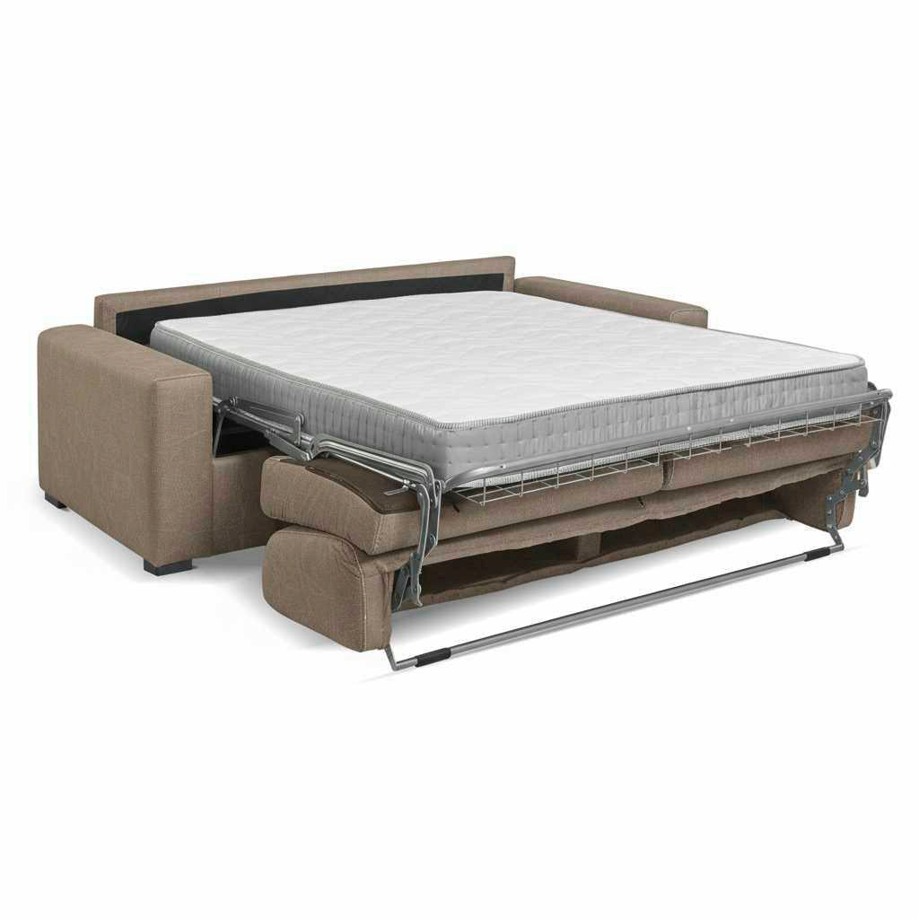 Divano letto 3 posti tessuto Queens colore camel 200x98x86h Flash