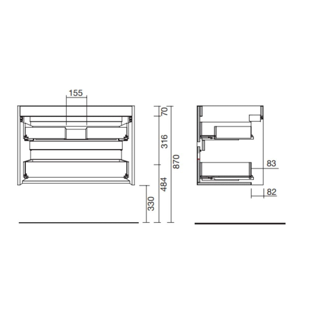 Mobile bagno sospeso 100 cm Iridesa in legno colore bianco laccato lucido con lavabo