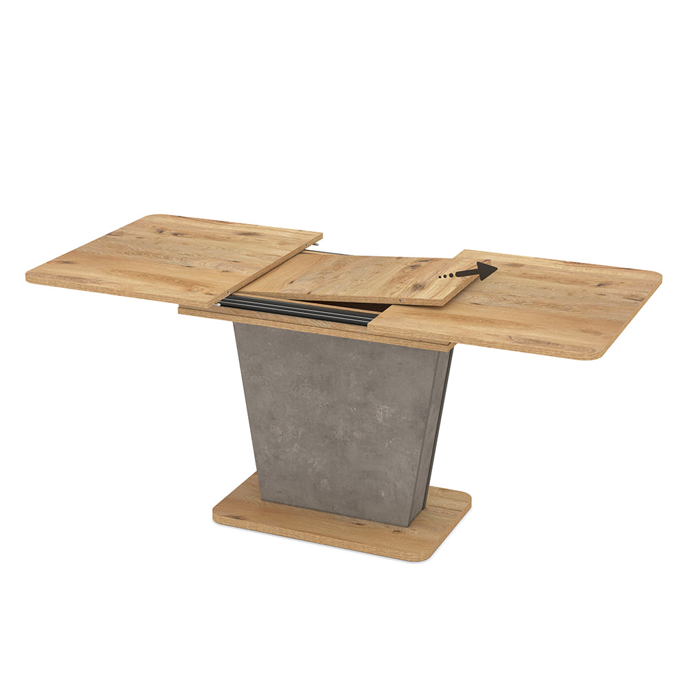 Tavolo allungabile con piano e base rovere e struttura portante finitura cemento 120x75x76H Lali