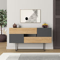 Buffet avec portes et tiroirs couleur chêne et anthracite 145 cm - Eros