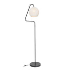 Lampada da terra 160h cm a stelo colore grigio e paralume tessuto bianco - Yumak MDL4256