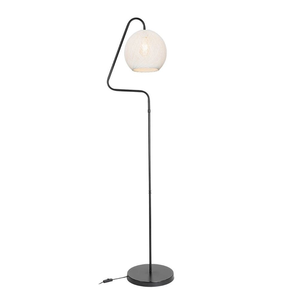 Lampada da terra 160h cm a stelo colore grigio e paralume tessuto bianco - Yumak MDL4256