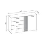 ENFILADE 4 TIROIRS + 1 PORTE CACHEMIRE/CHÊNE EVOQUE