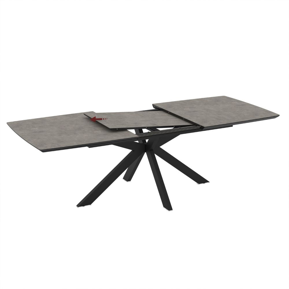 Ausziehbarer Tisch Zementplatte und schwarzes Untergestell 180/240x100x76H Verano