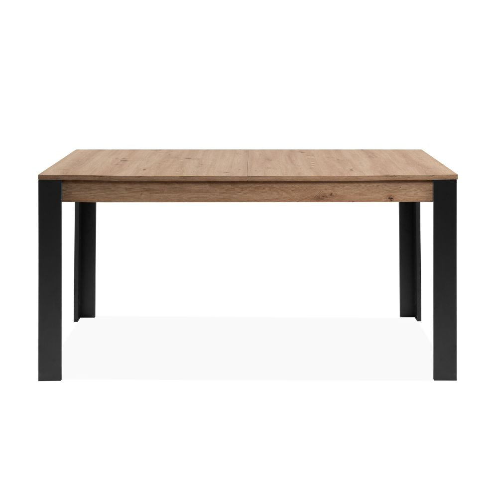 Ausziehbarer Tisch Tolosa80B Eichenplatte und schwarze Beine - 150x80x75H
