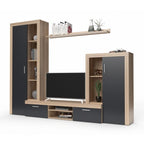 Parete attrezzata rovere sonoma e grafite Nobel 263,1x40x202h