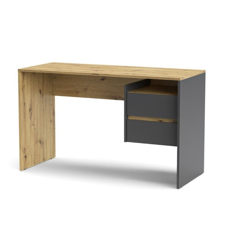 Scrivania rovere e antracite con 2 cassetti Paco3 125x51,6x75,5H