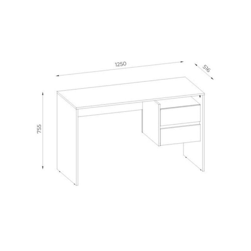 Scrivania rovere e antracite con 2 cassetti Paco3 125x51,6x75,5H