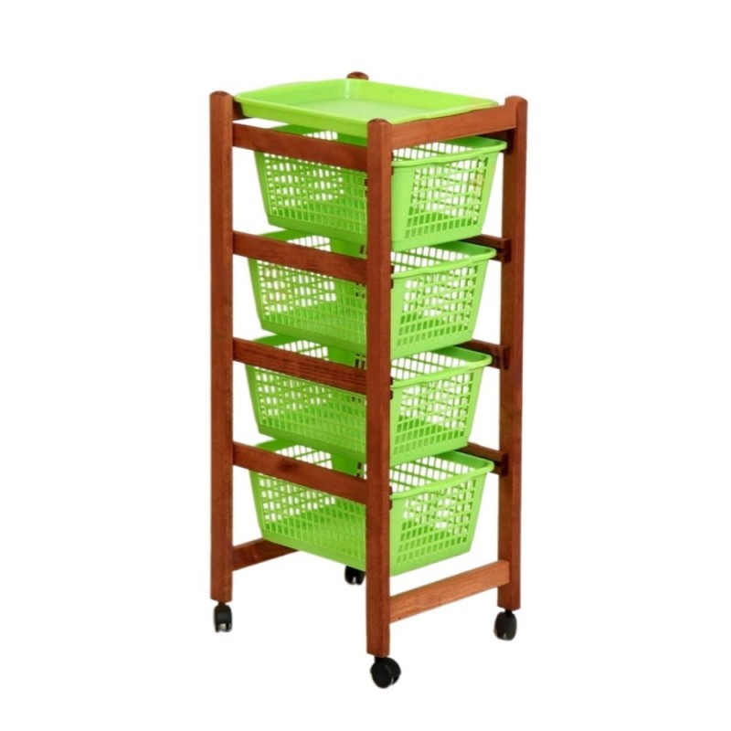 Carrello da cucina 4 cestini estraibili ed un vassoio Jolly Eco ciliegio