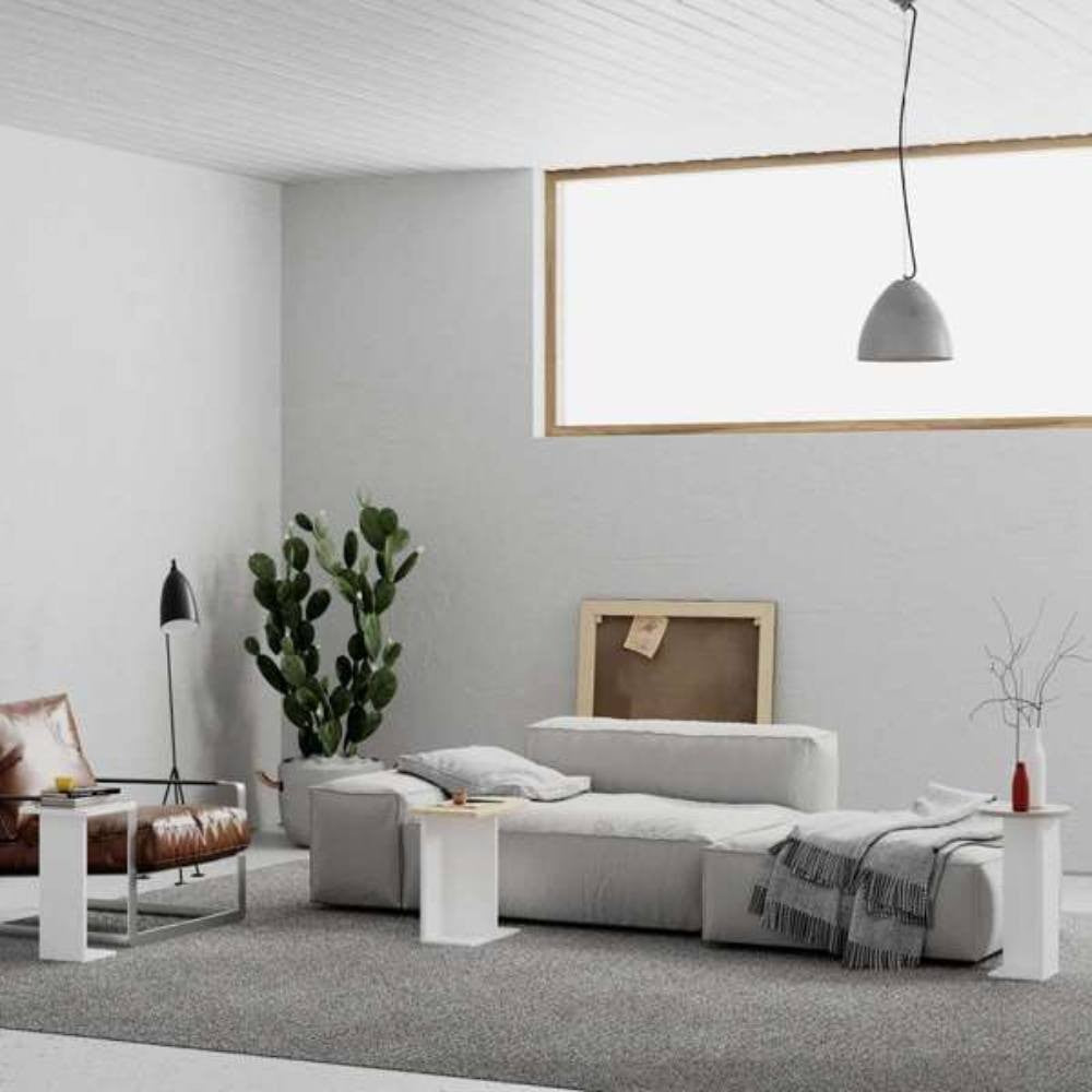 Tris tavolino da salotto Mund bianco rovere light mocha