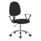 Poltrona da ufficio con ruote CR131 in tessuto nero e base cromata