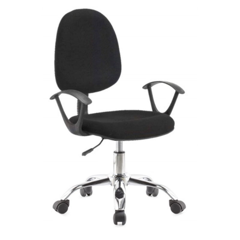 Poltrona da ufficio con ruote CR131 in tessuto nero e base cromata