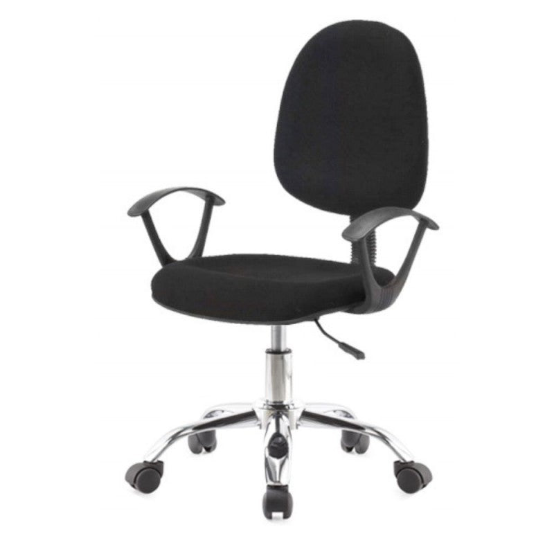Poltrona da ufficio con ruote CR131 in tessuto nero e base cromata