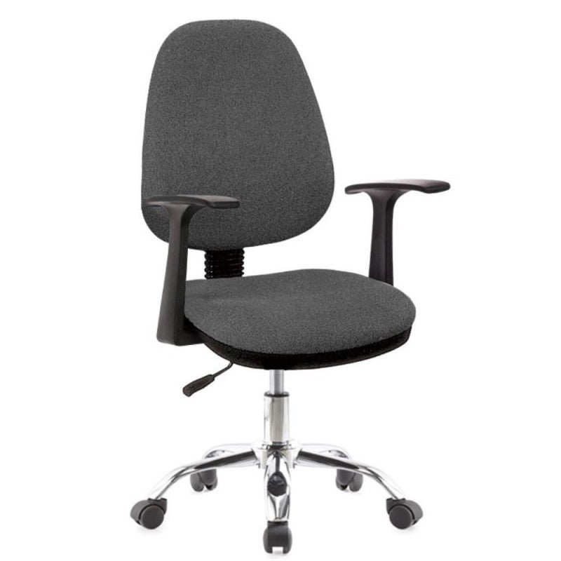 Poltrona da ufficio CR415 tessuto grigio base cromata con ruote
