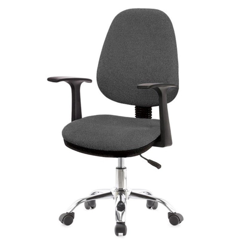 Poltrona da ufficio CR415 tessuto grigio base cromata con ruote