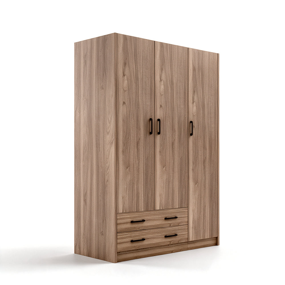 Armadio con tre ante e due cassetti colore noce naturale 135x52x210h - ARM3135