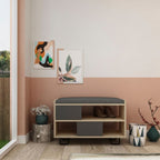 Panca scarpiera rovere e antracite Troy con cuscino