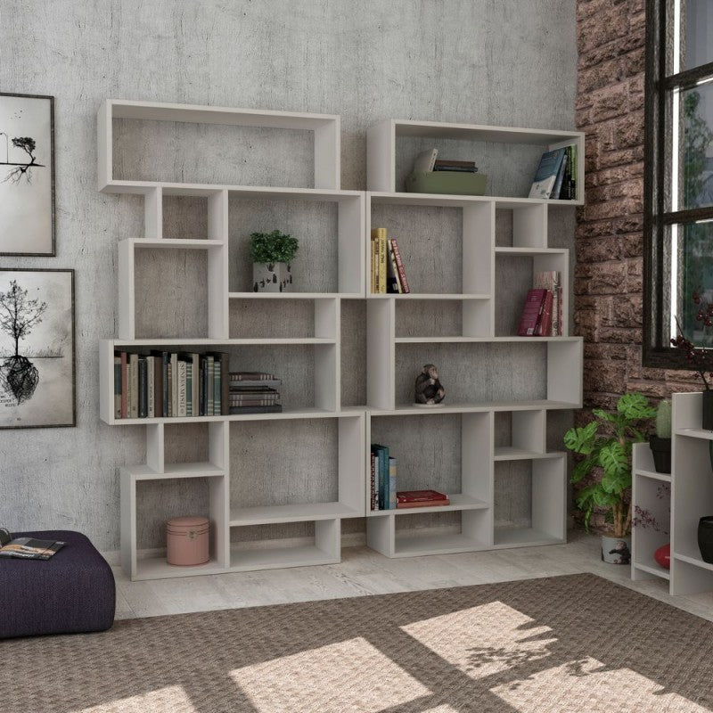 Libreria orizzontale bifacciale bianca Karmato 96x168,5