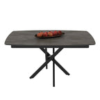 Tavolo allungabile piano effetto marmo ardesia opaco e gambe in metallo nero Filis 145x90x76H