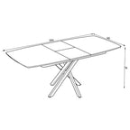 Tavolo allungabile piano effetto marmo ardesia opaco e gambe in metallo nero Filis 145x90x76H