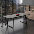 Tavolo allungabile piano larice grigio e gambe in metallo nero Lavinya 170x90x75h