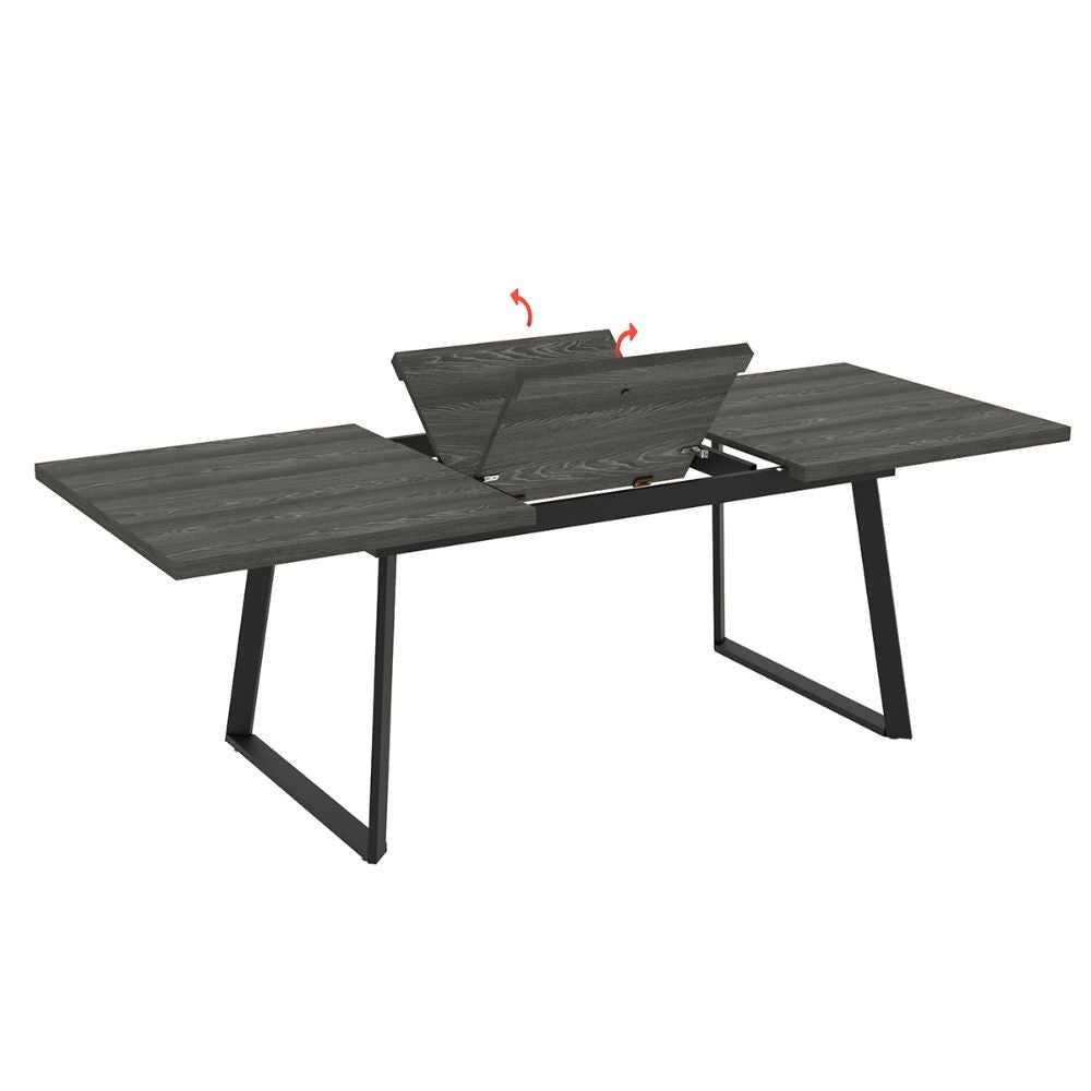 Tavolo allungabile piano larice grigio e gambe in metallo nero Lavinya 170x90x75h