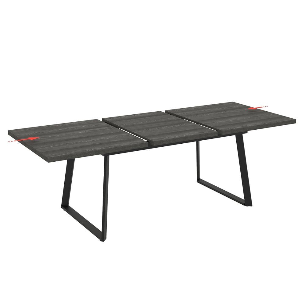 Tavolo allungabile piano larice grigio e gambe in metallo nero Lavinya 170x90x75h